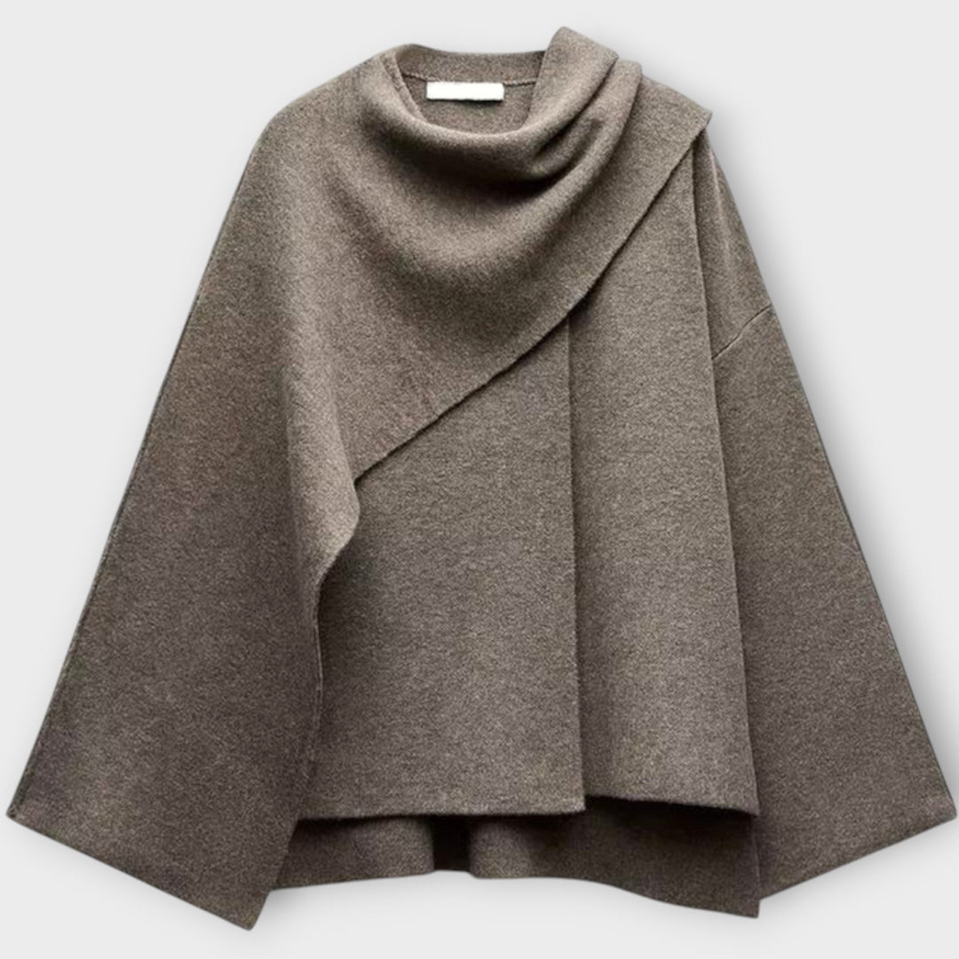 Soft Wool-Blend Coat with Draped Collar