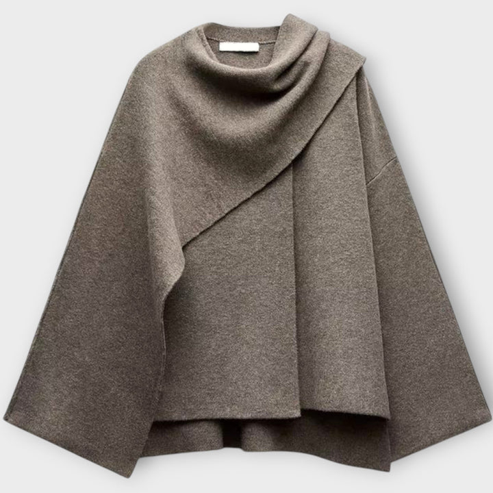 Soft Wool-Blend Coat with Draped Collar