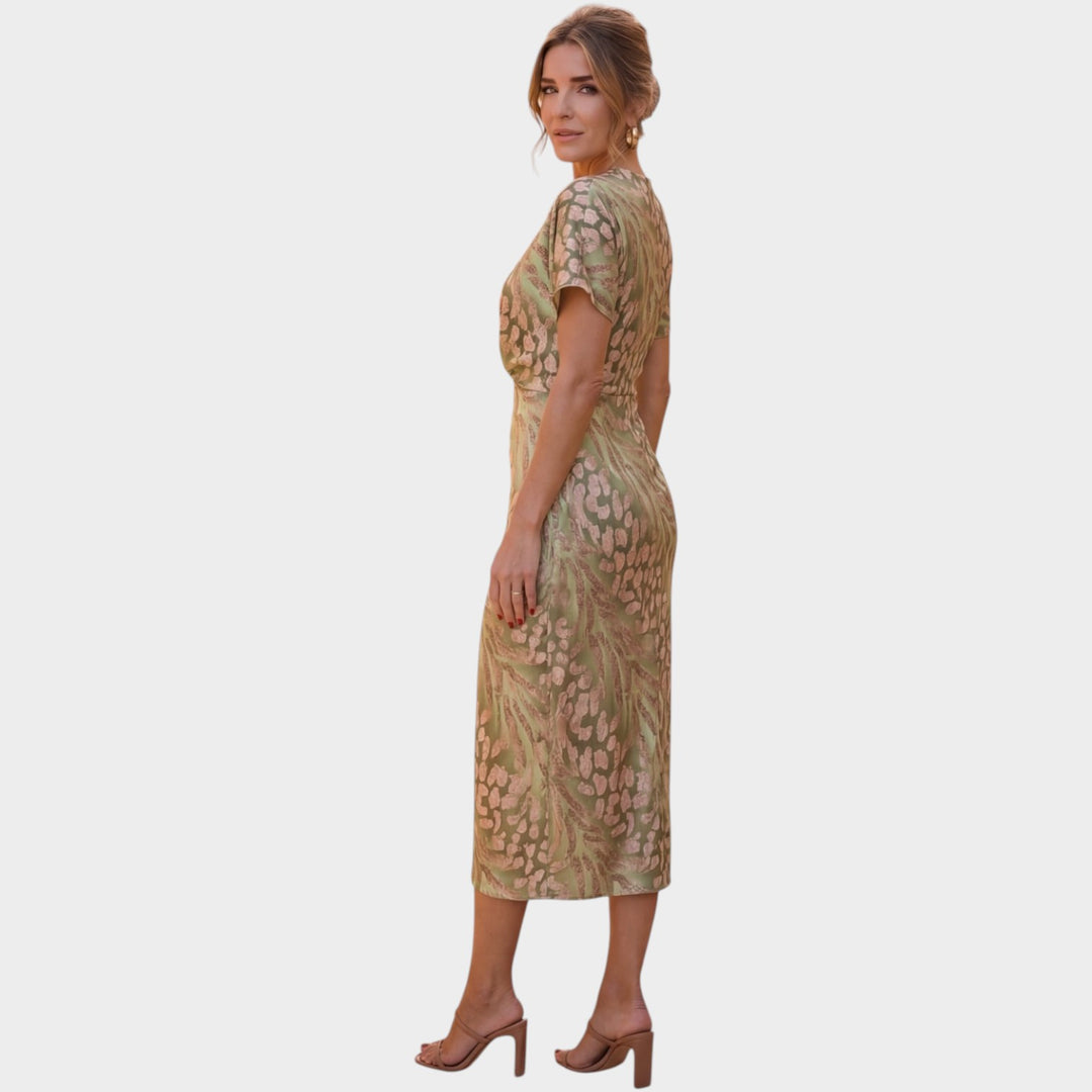 Sculpted Twist Midi Dress