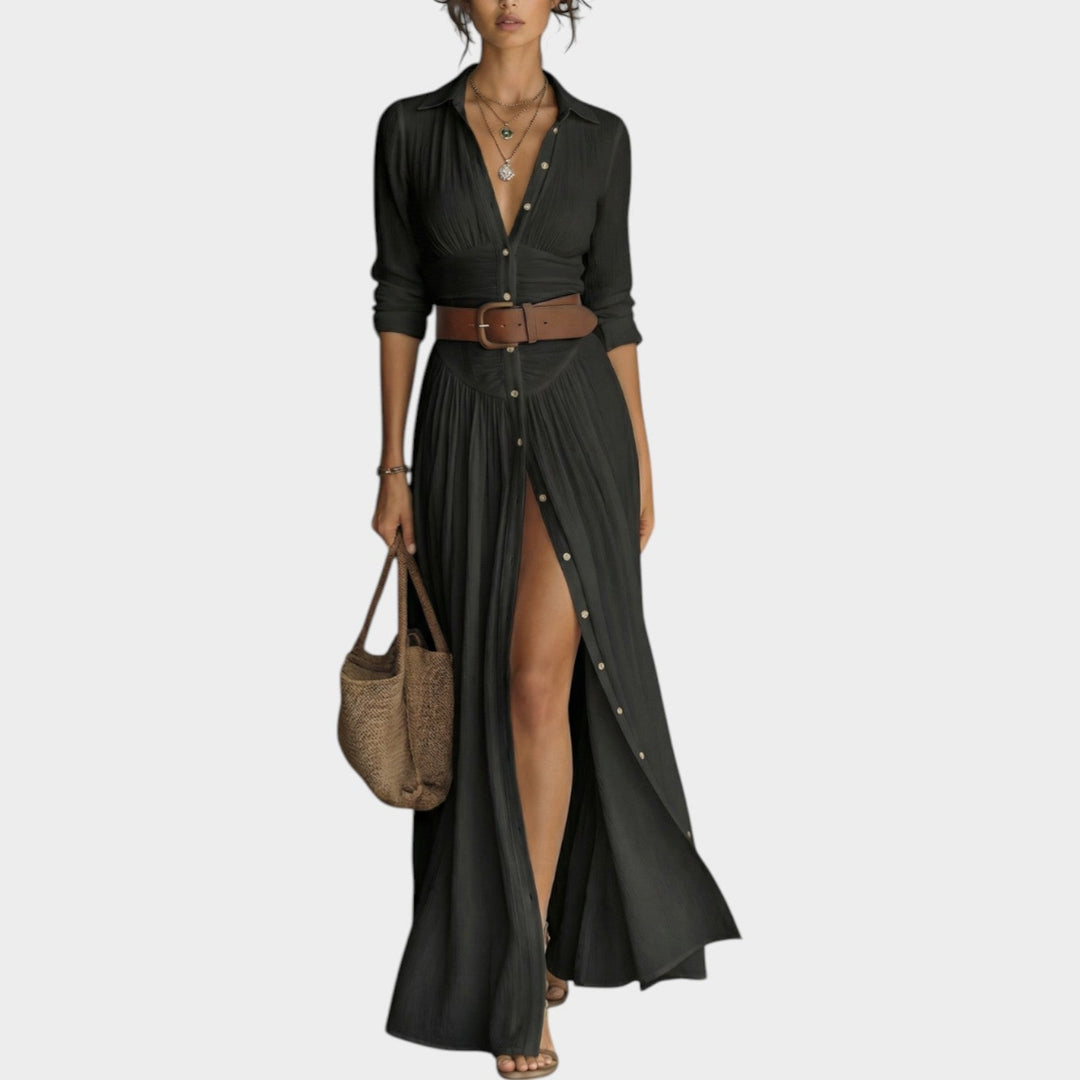 Button-Down Maxi Shirt Dress