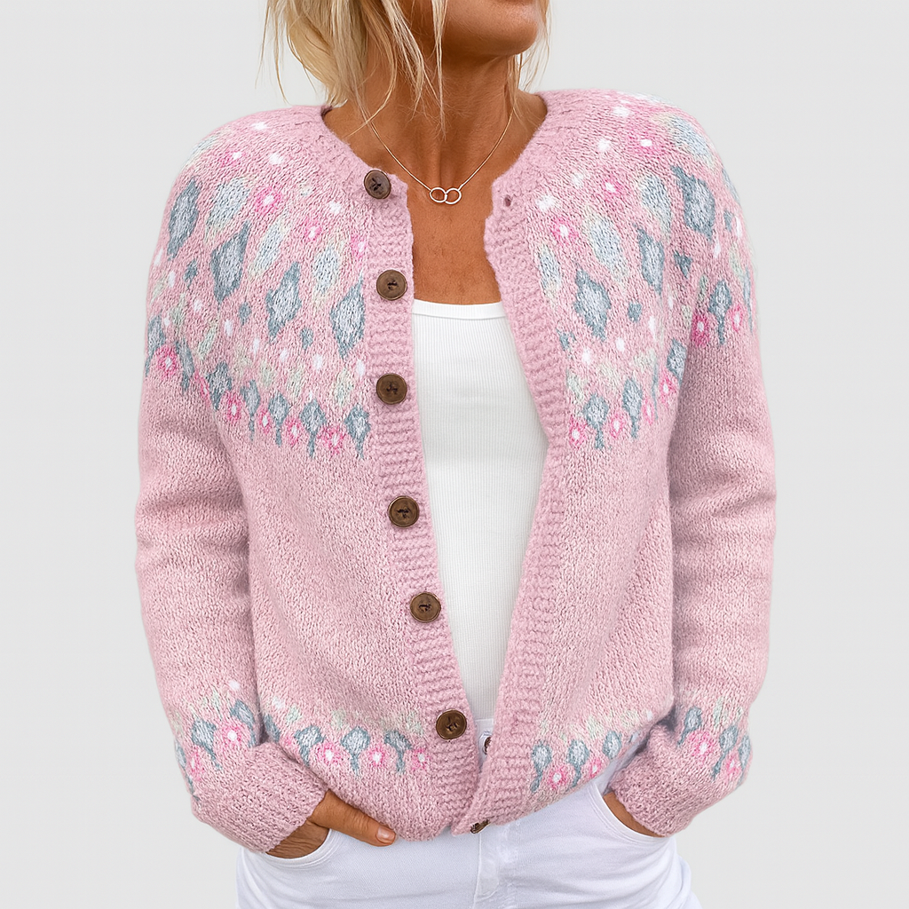 Patterned Loose Knit Cardigan