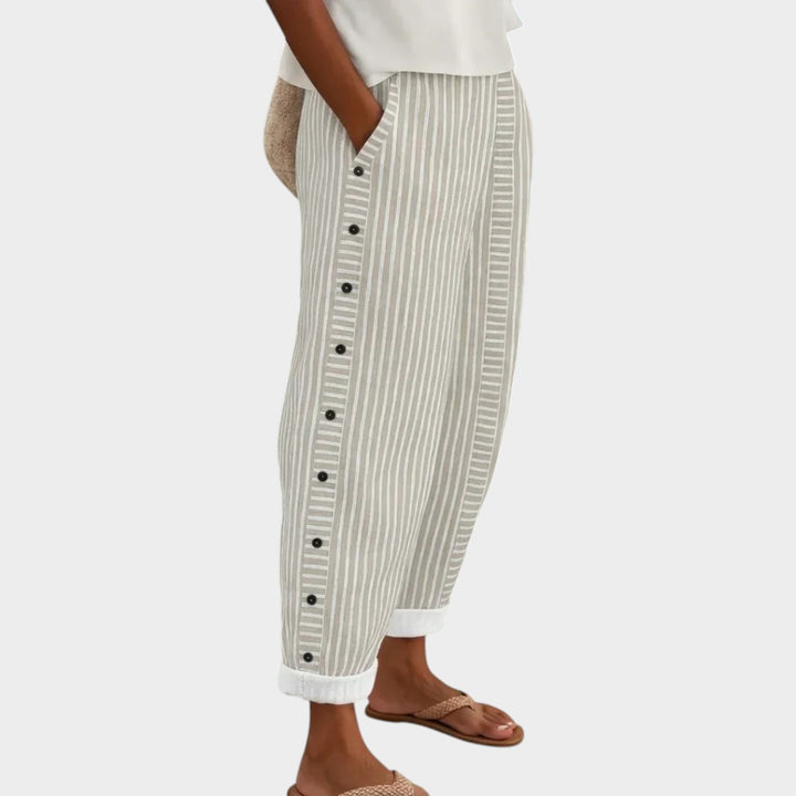 Effortless Striped Button Pants