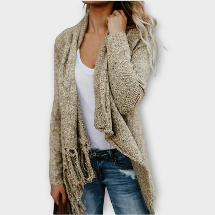 Snug Fringe Knit Sweater Wrap