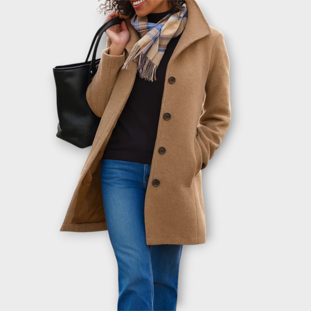 Elegant Button-Up Mid-Length Coat