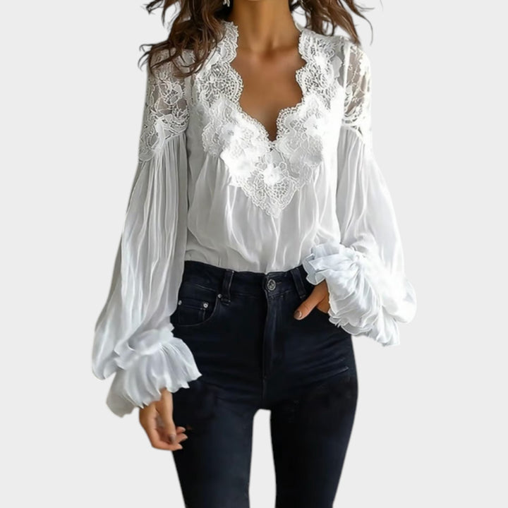 Elegant Lace V-Neck Blouse