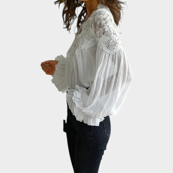 Elegant Lace V-Neck Blouse
