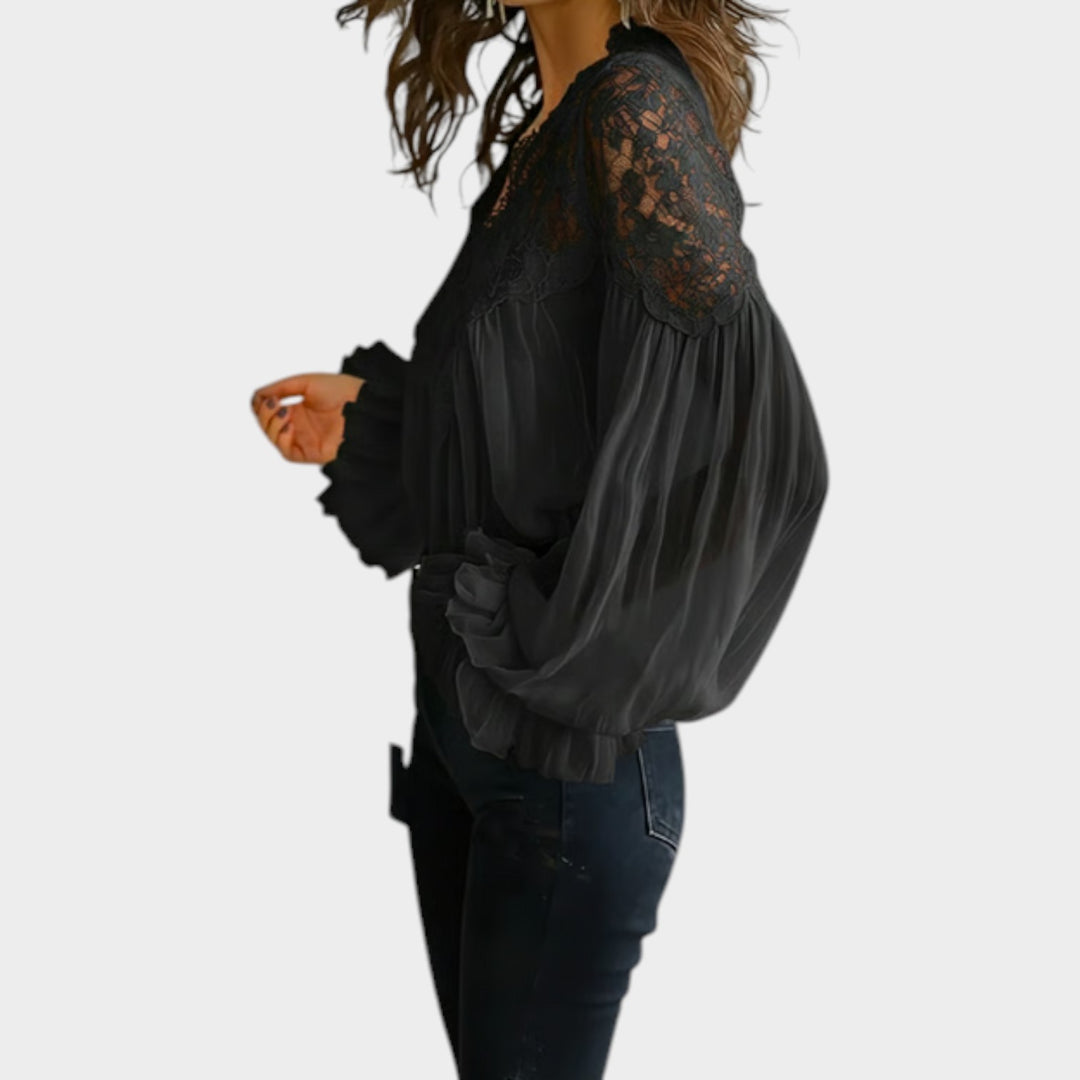 Elegant Lace V-Neck Blouse