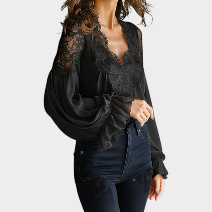 Elegant Lace V-Neck Blouse
