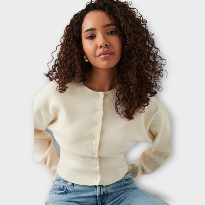 Contemporary Cropped Cardigan Featuring Button Accents