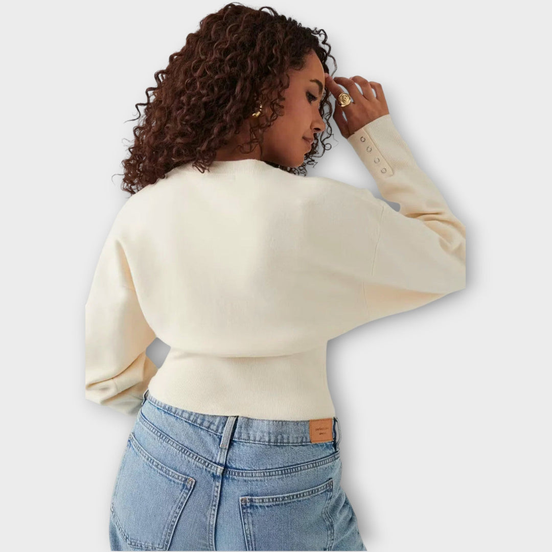 Contemporary Cropped Cardigan Featuring Button Accents