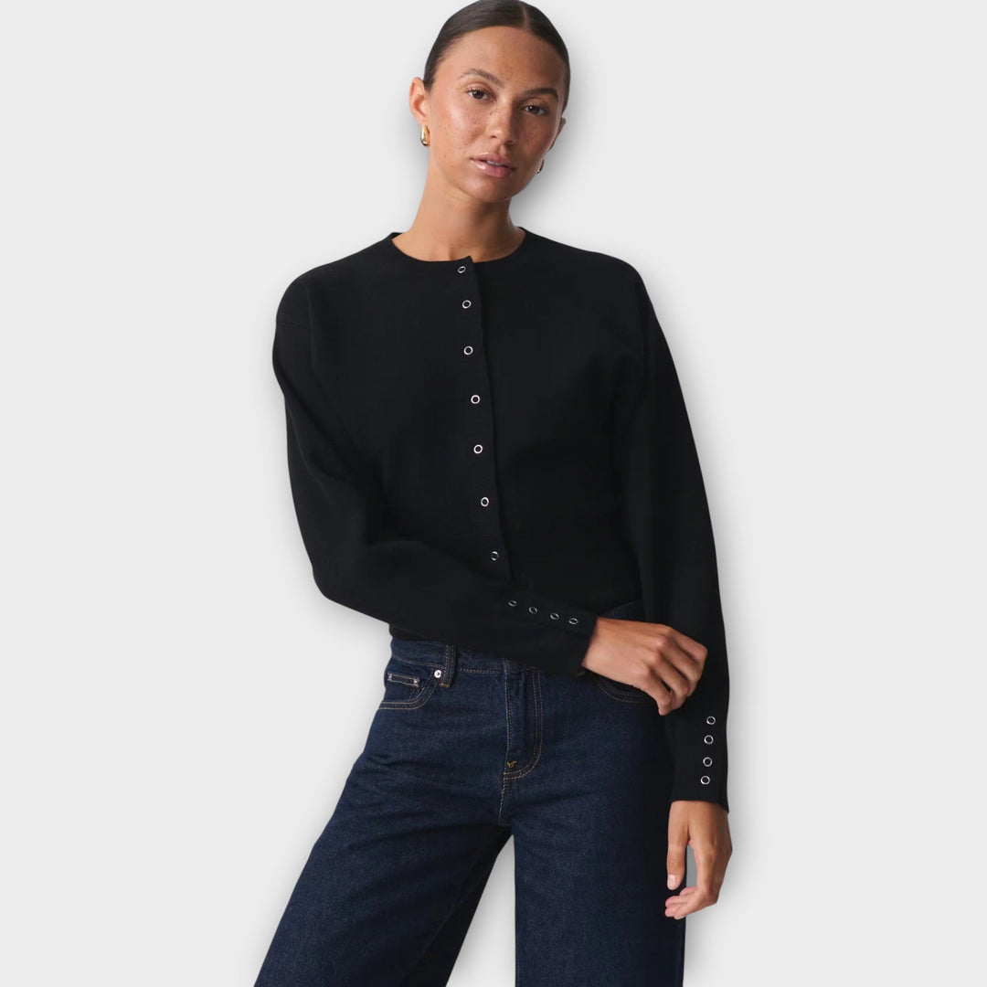 Contemporary Cropped Cardigan Featuring Button Accents