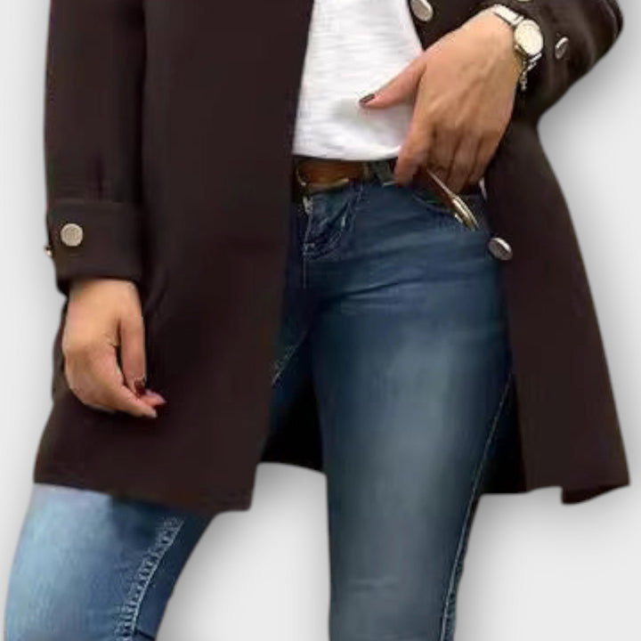 Stylish Button-Up Mid-Length Coat