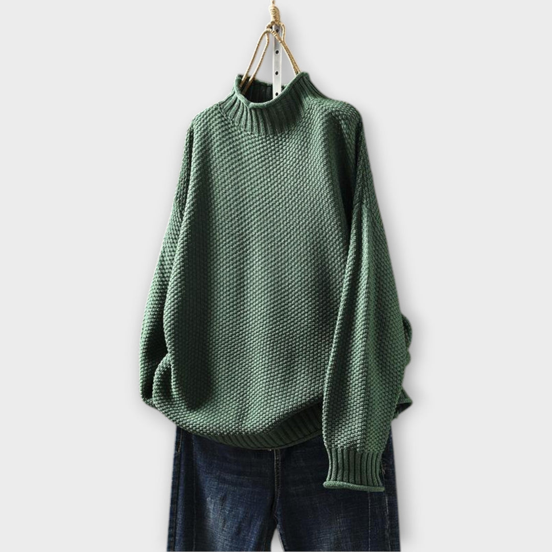 High Neck Minimalist Textured Sweater