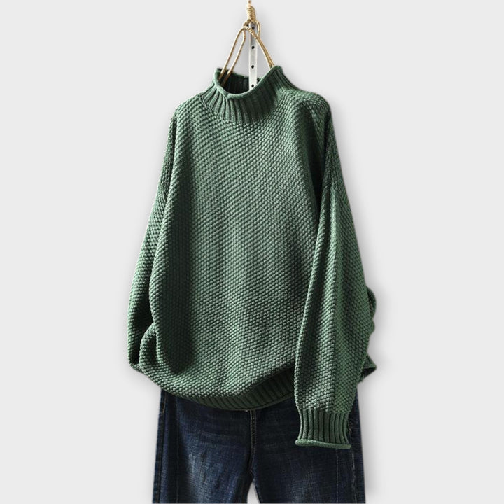 High Neck Minimalist Textured Sweater