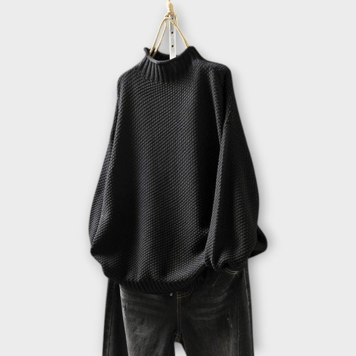 High Neck Minimalist Textured Sweater