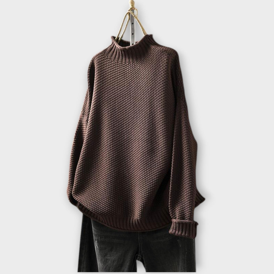 High Neck Minimalist Textured Sweater