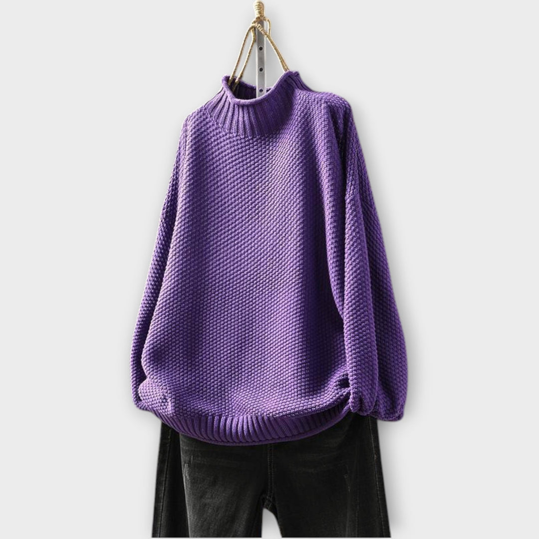 High Neck Minimalist Textured Sweater