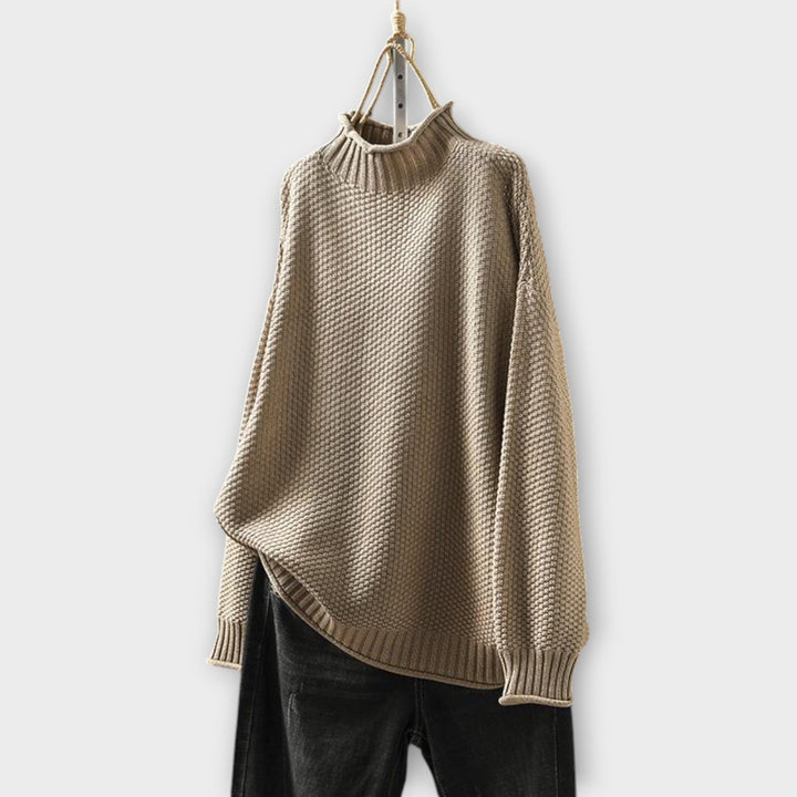 High Neck Minimalist Textured Sweater