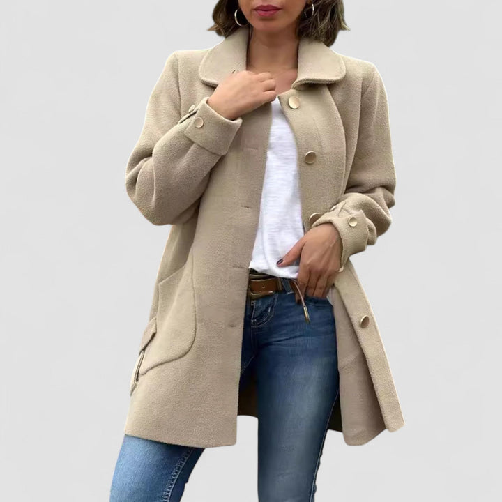 Stylish Button-Up Mid-Length Coat