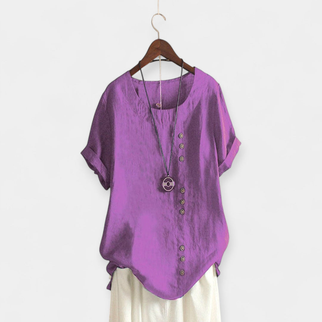 Short Sleeve Blouse with Buttons