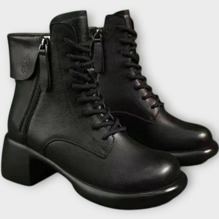 Timeless Chunky Heel Lace-Up Ankle Boots