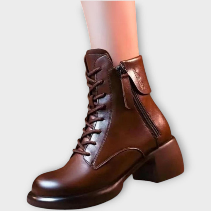 Timeless Chunky Heel Lace-Up Ankle Boots
