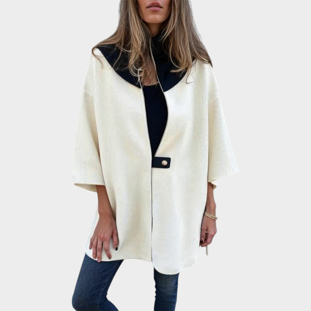 Minimal Chic Open-Front Cape Jacket