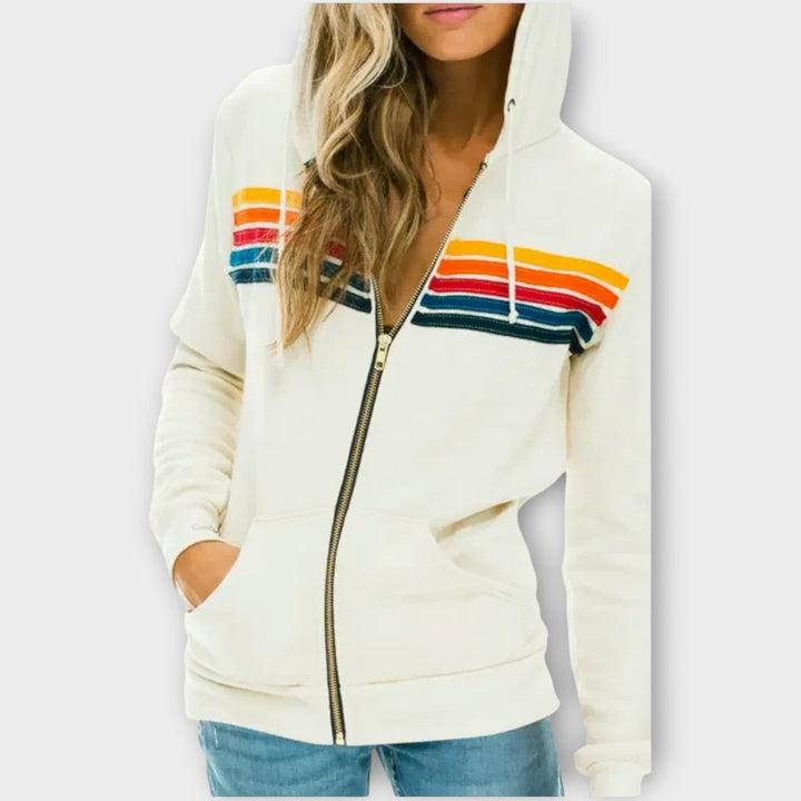Vintage-Inspired Stripe Zip Hoodie