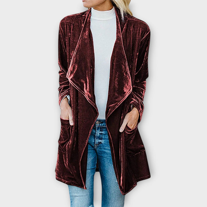 Chic Velvet Draped Cardigan