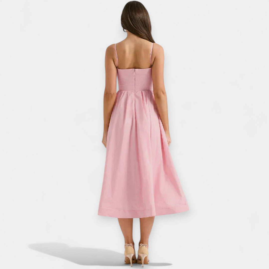 Mini Dress with Round Neckline and Straps