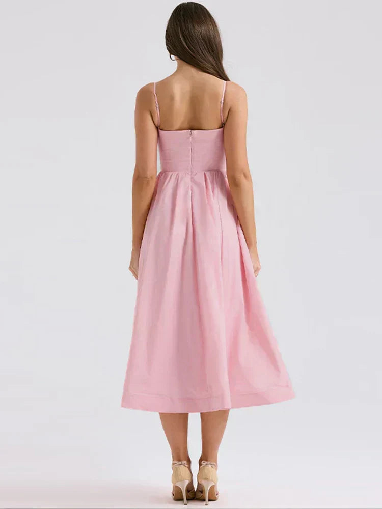 Dress with Wide and Soft Satin Line