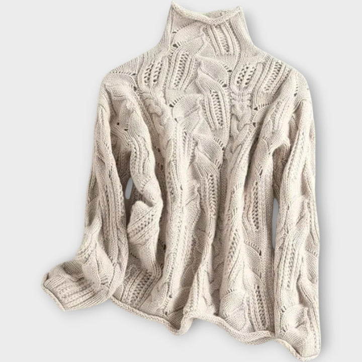 Ksenia Braided Pattern Cashmere Turtleneck