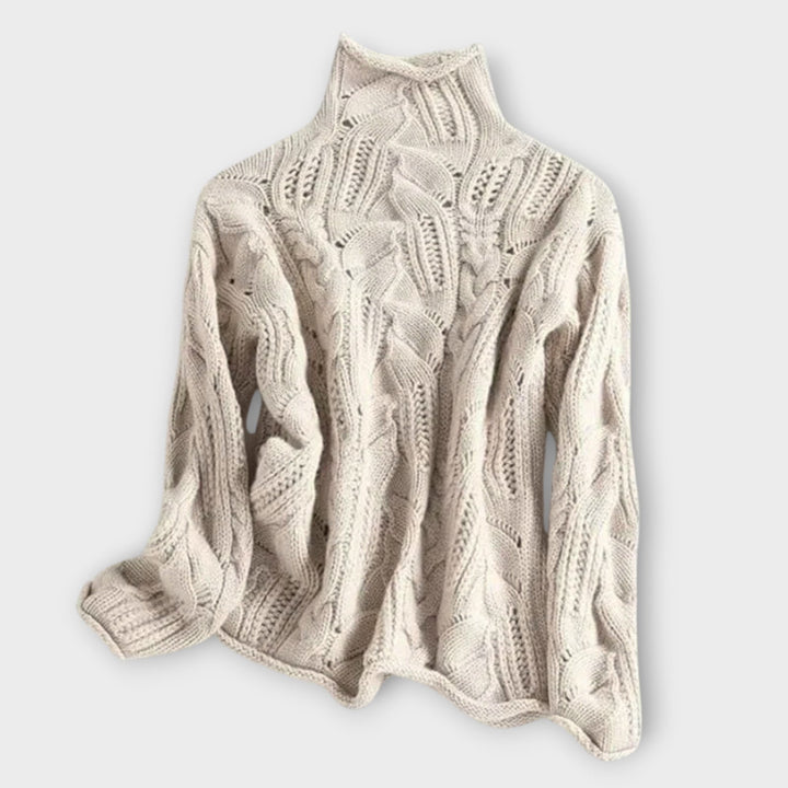 Soft Textured Knit Turtleneck Pullover
