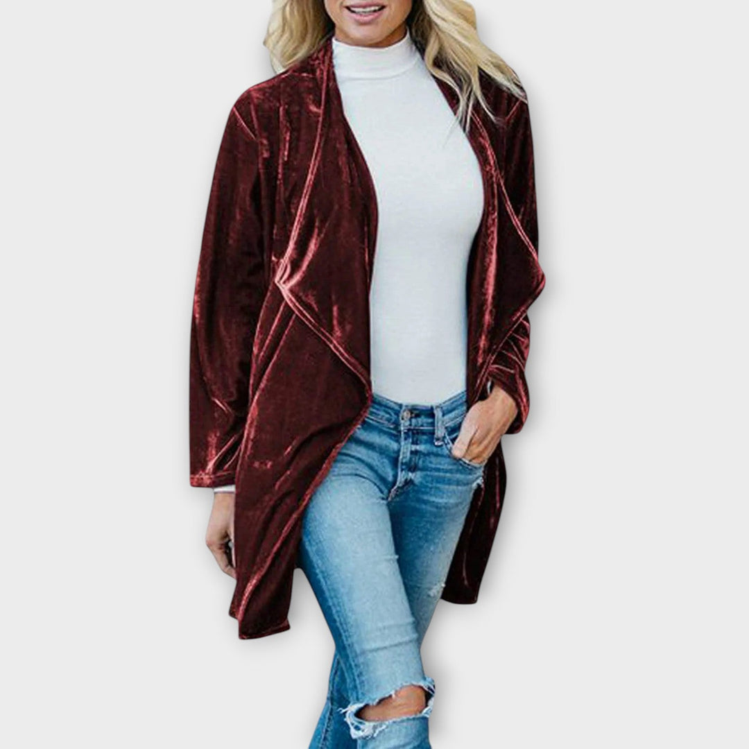 Chic Velvet Draped Cardigan