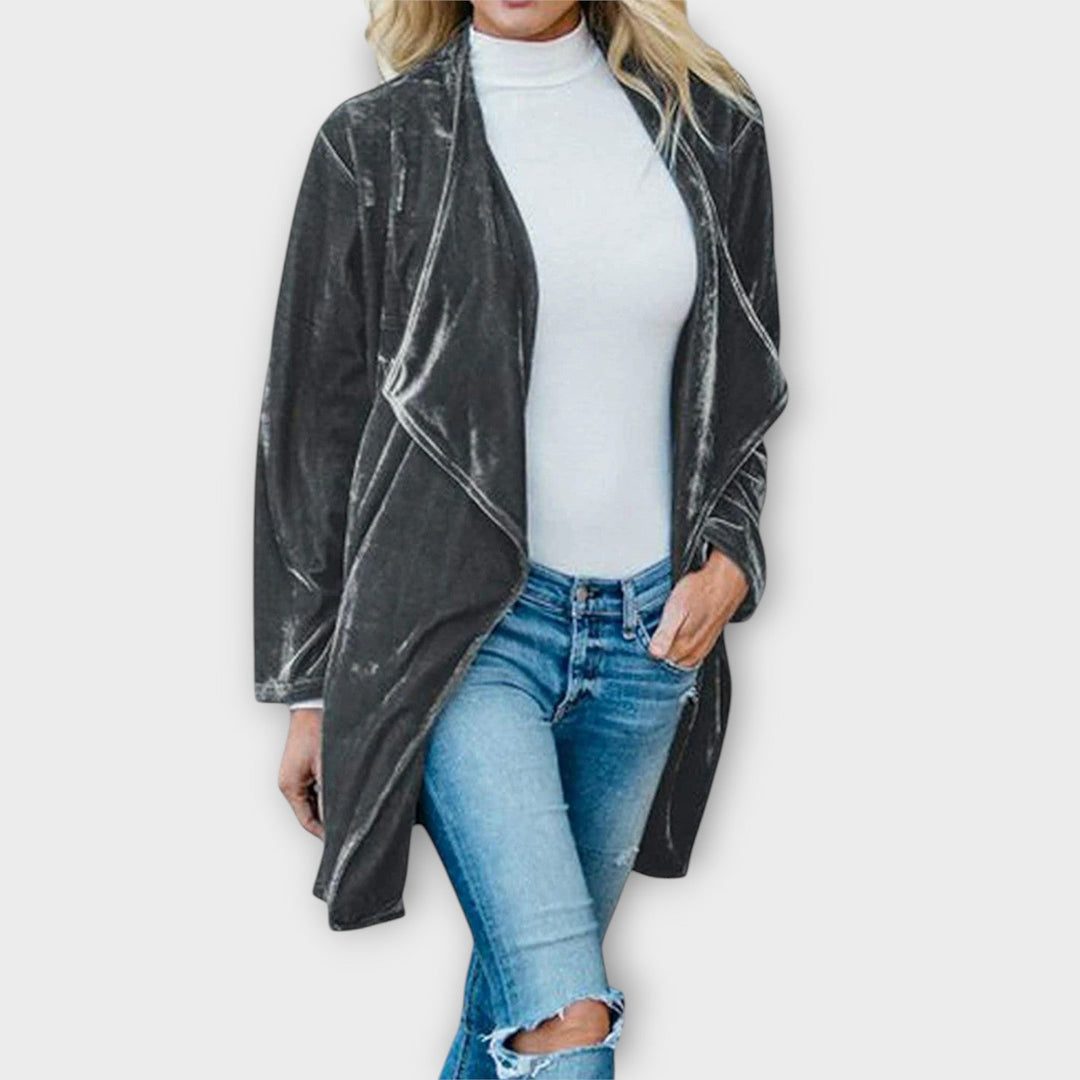 Chic Velvet Draped Cardigan