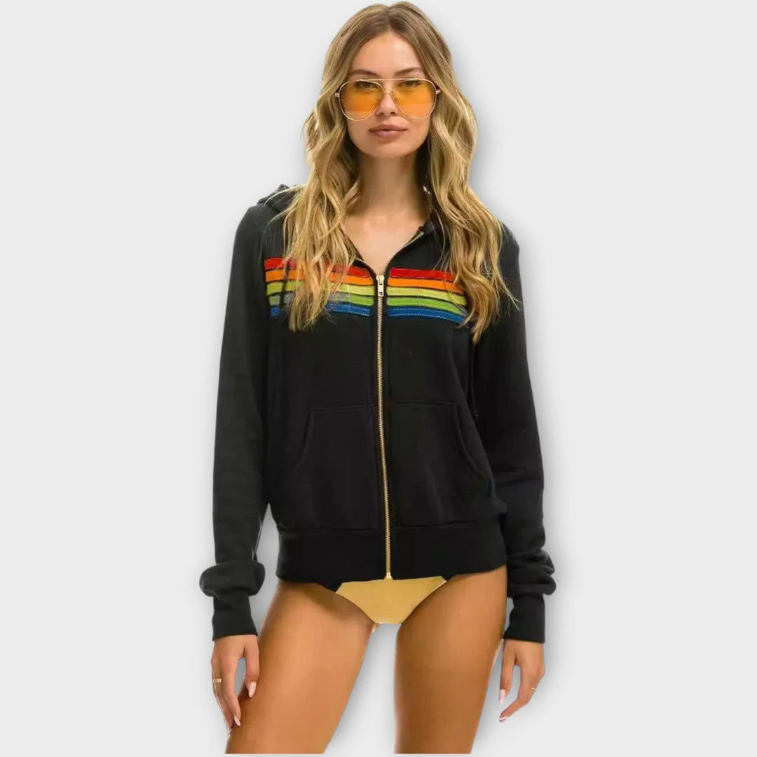 Vintage Striped Zip-Up Hoodie