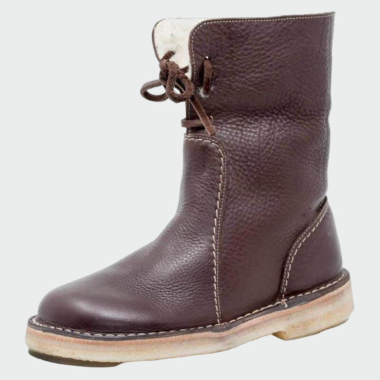 Water-Resistant Leather Ankle Boots Featuring Cozy Wool Lining