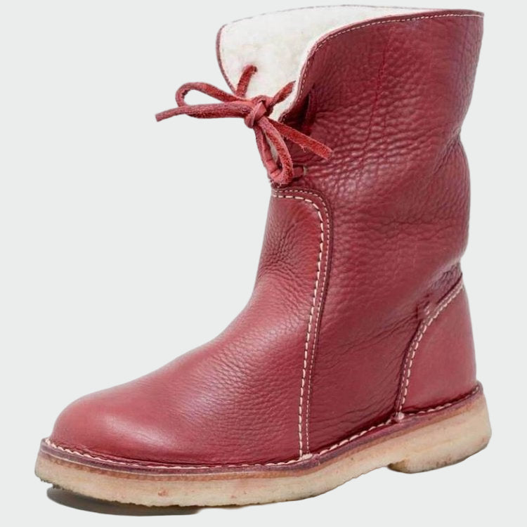 Water-Resistant Leather Ankle Boots Featuring Cozy Wool Lining