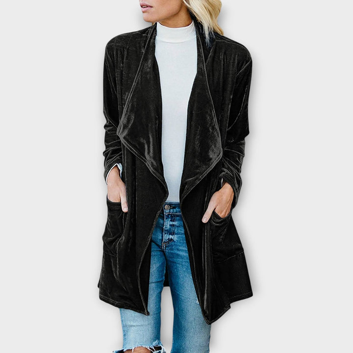 Chic Velvet Draped Cardigan