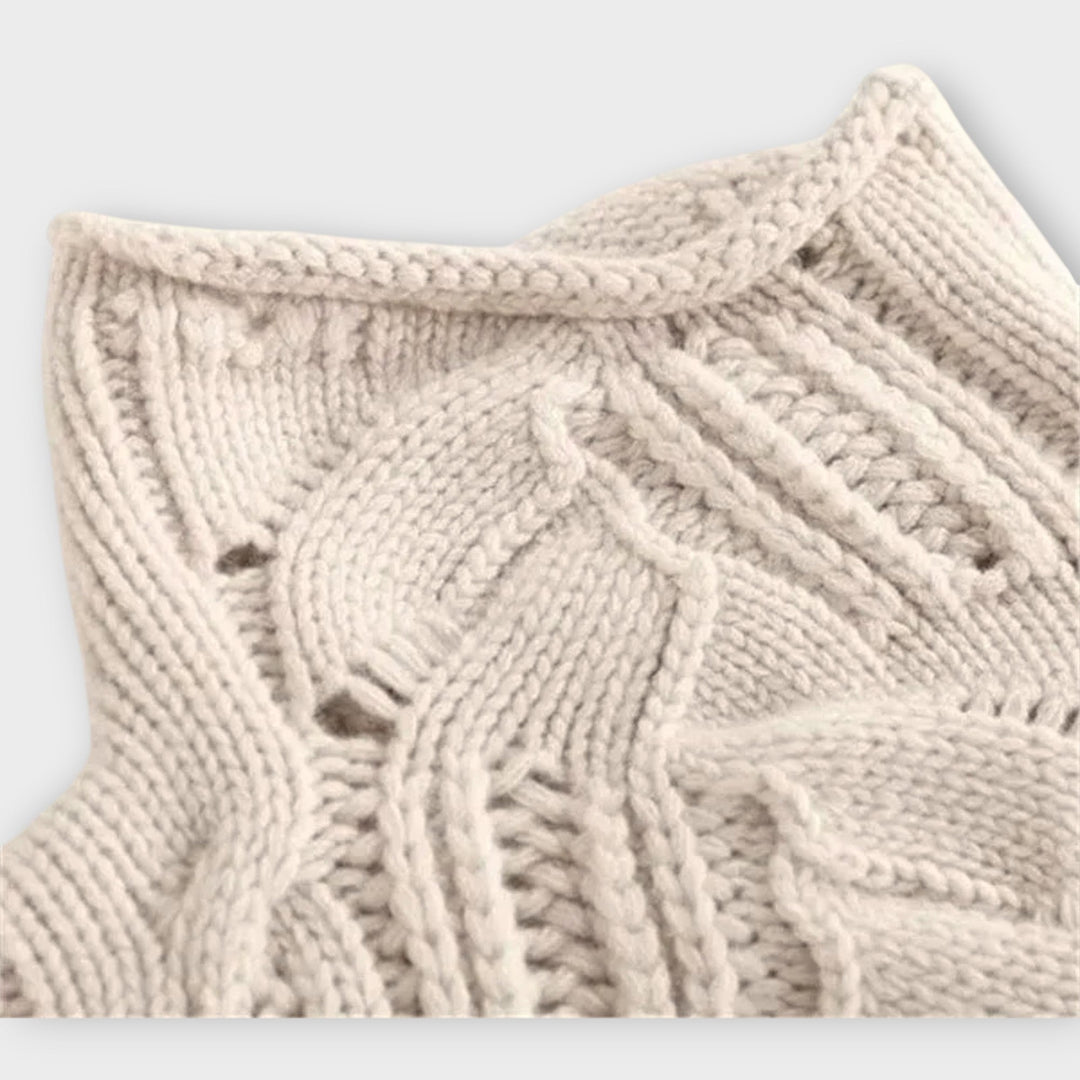 Ksenia Braided Pattern Cashmere Turtleneck