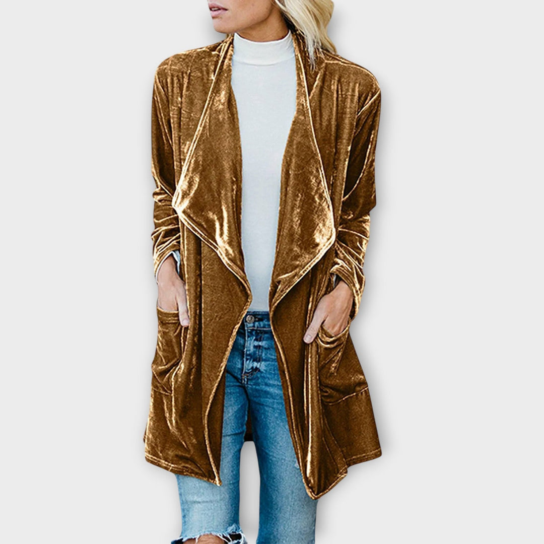 Chic Velvet Draped Cardigan
