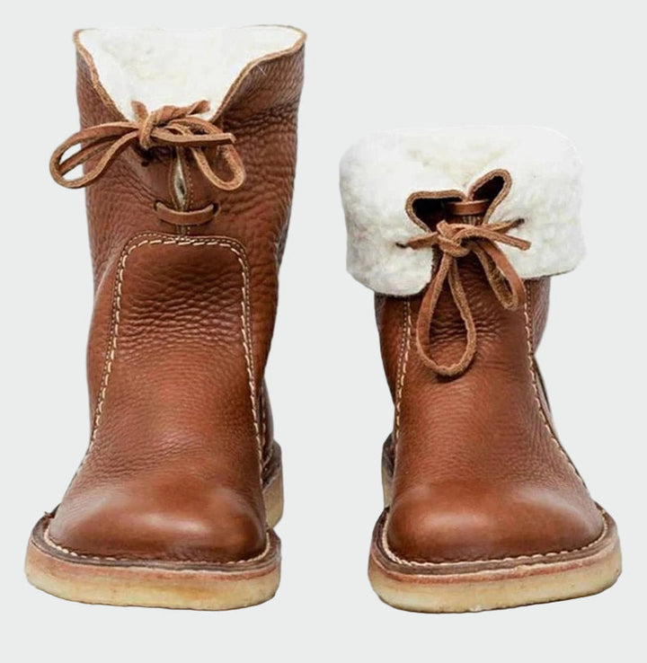 Water-Resistant Leather Ankle Boots Featuring Cozy Wool Lining