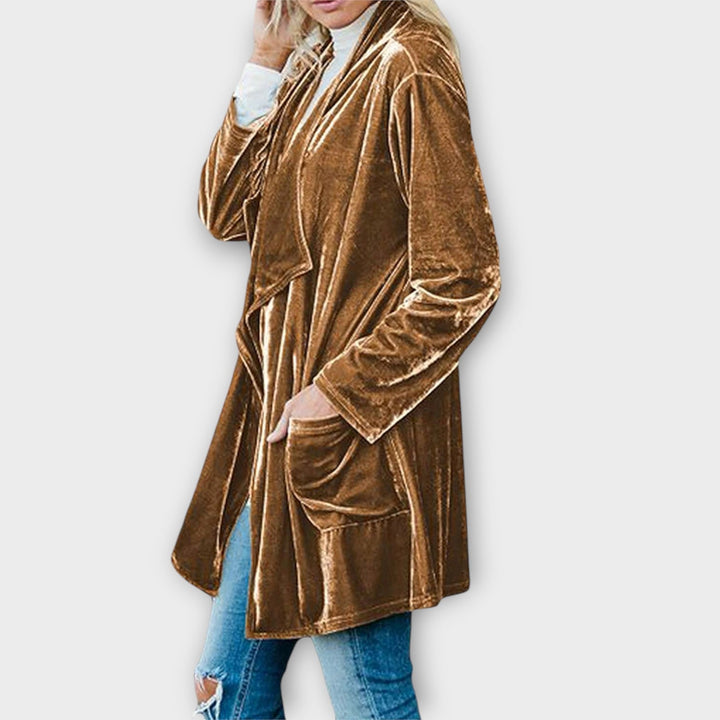 Chic Velvet Draped Cardigan