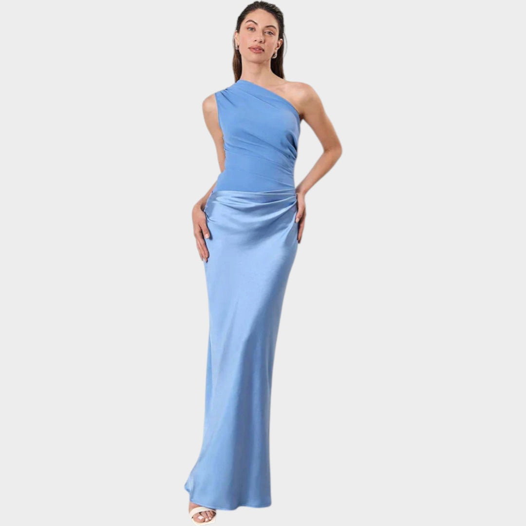 One-Shoulder Satin Maxi Dress