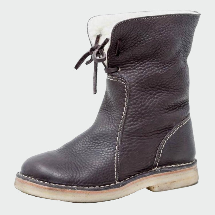Water-Resistant Leather Ankle Boots Featuring Cozy Wool Lining