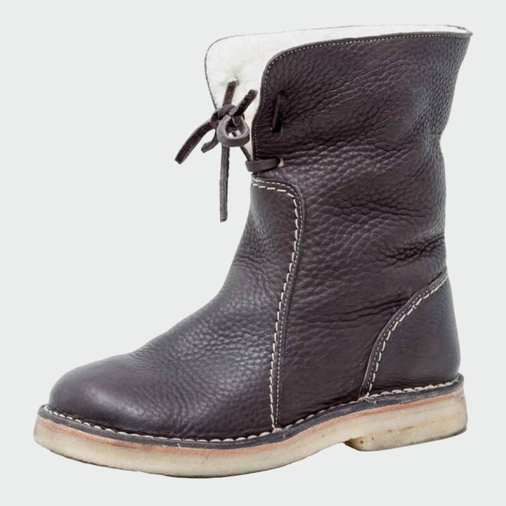 Water-Resistant Leather Ankle Boots Featuring Cozy Wool Lining