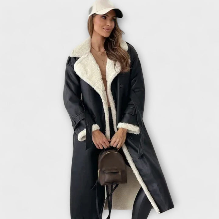 Maria – Classic Long Cardigan with Fleece Lining and Cozy Teddy Collar