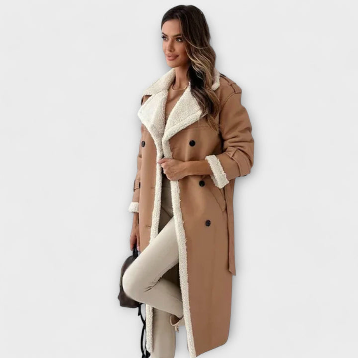 Maria – Classic Long Cardigan with Fleece Lining and Cozy Teddy Collar