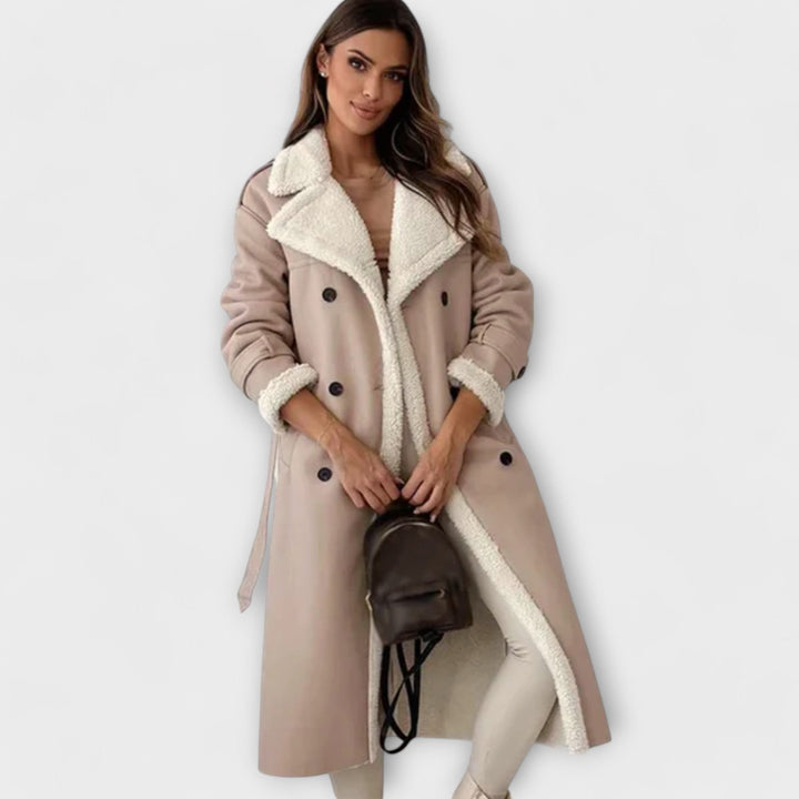 Maria – Classic Long Cardigan with Fleece Lining and Cozy Teddy Collar