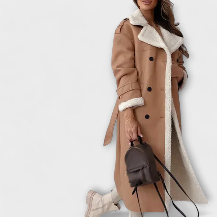 Maria – Classic Long Cardigan with Fleece Lining and Cozy Teddy Collar